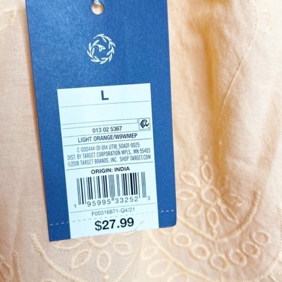 NWT Universal Thread Peach Eyelet Square Neck Long Sleeve Crop Blouse Women - Picture 14 of 16